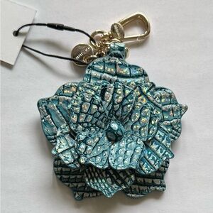 NWT Brahmin Arctic Blue Leather Magnolia Purse Charm Tassel Fob